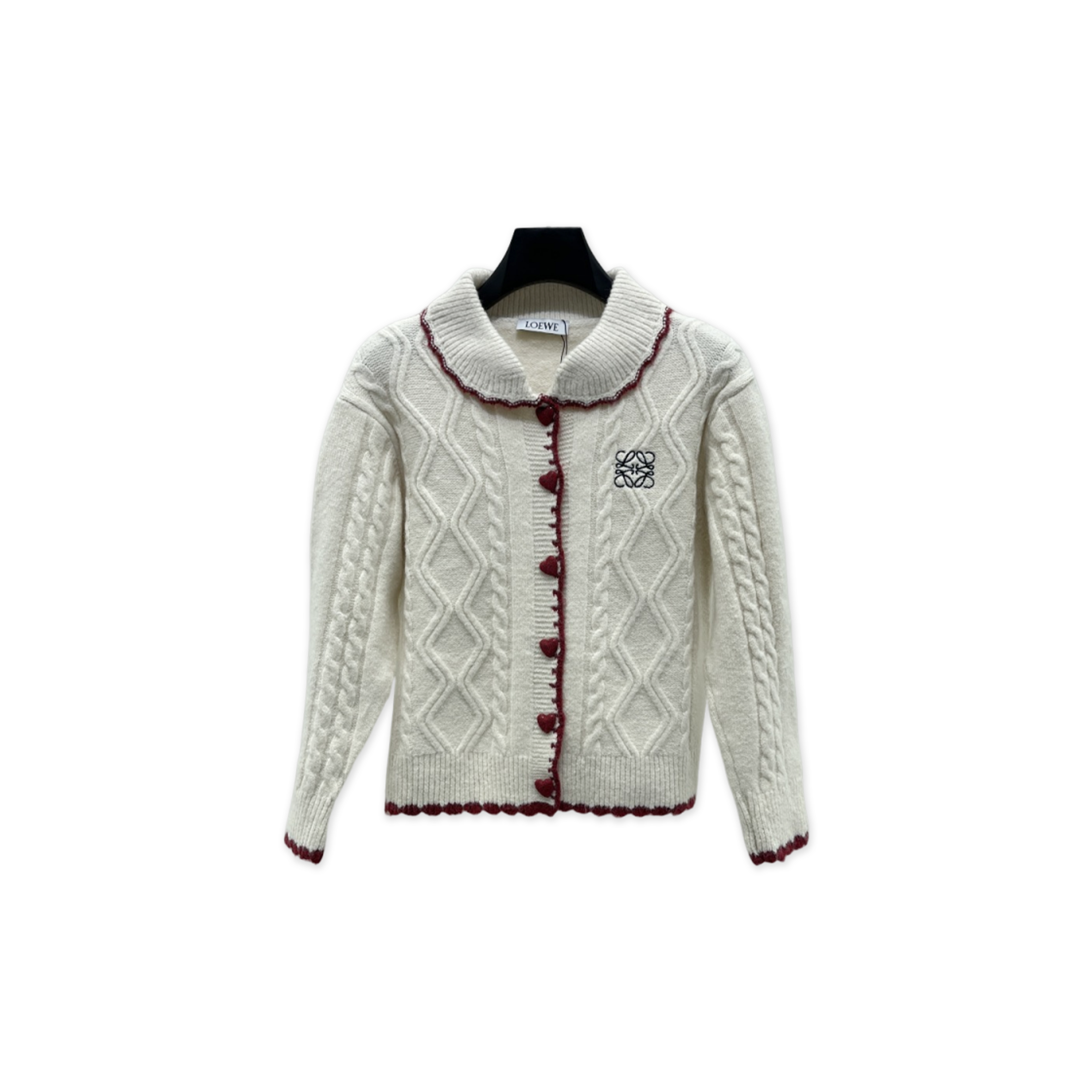 LOEWE COLLARED KNITTED LONG-SLEEVED CARDIGAN